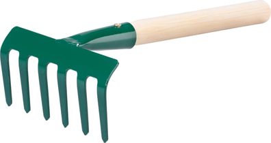 Garten Harke FED 109/250, 06 Zähne, Rechen, Holzstiel