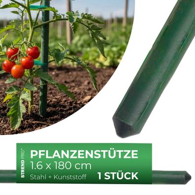 Stab Garden SB 16 1800 mm, Stahl Kunststoff, grün, Stützstab für Pflanzen