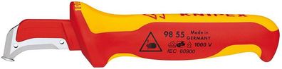 Messer KNIPEX 98 55, 155 mm, gebogen mit Gleitschuh, für Kabel, VDE 1000V