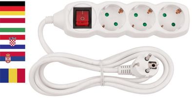 Kabel Strend Pro DG-803BK, Schuko-Steckdose, 5, 00 m, 3 Steckdosen, HU