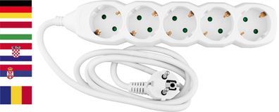 Kabel Strend Pro DG-805B, Schuko-Steckdose, 1,50 m, 5 Steckdosen, HU, RO, SRB, CRO