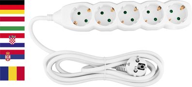 Kabel Strend Pro DG-805B, Schuko-Steckdose, 3, 00 m, 5 Steckdosen, HU