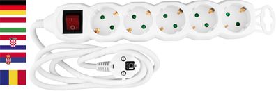 Kabel Strend Pro DG-805BK, Schuko-Steckdose, 1,50 m, 5 Steckdosen, HU, RO, SRB, CRO