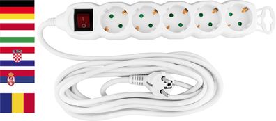 Kabel Strend Pro DG-805BK, Schuko-Steckdose, 5,00 m, 5 Steckdosen, HU, RO, SRB, CRO