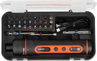 Akkuschrauber Strend Pro, 3,6 V, wiederaufladbar, 31-teiliges Set im Koffer