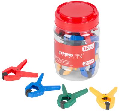 Svorka Strend Pro Premium DT825 Federklemme, Farbmix, in Dose 15 Stk., 1"