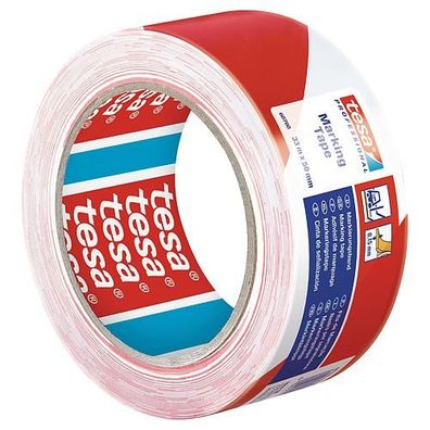 Klebeband tesa® PRO Marking, selbstklebend, Warnband, rot-weiß, 50 mm