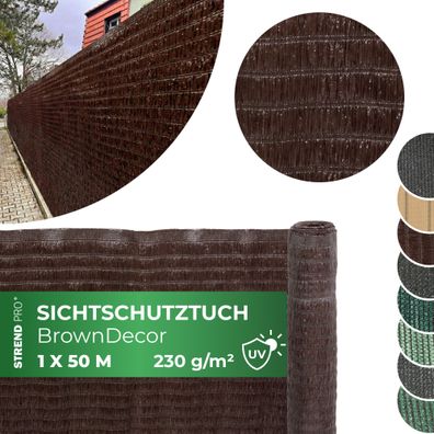 Gewebe schattierend BrownDecor W101, 1x50 m, UV, 230 g/m2, 95% braun