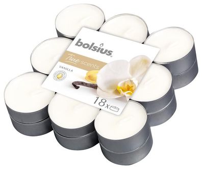 Kerzen Bolsius Tealight True Scents, Tee, Duft, Vanille, Packung 18 Stk