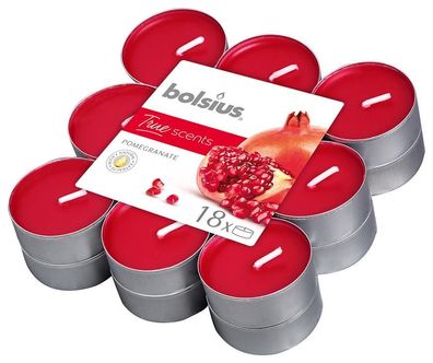 Kerzen Bolsius Tealight True Scents, Tee, Duft, Granatapfel, Packung 18