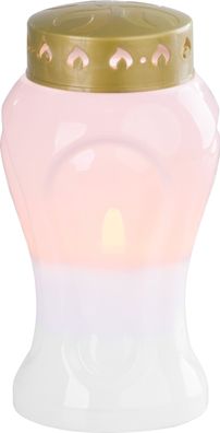 Grablicht MagicHome TG-26, mit LED-Kerze, für Grab, weiß, 10x17 cm