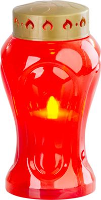 Grablicht MagicHome TG-26, mit LED-Kerze, für Grab, rot, 17 cm