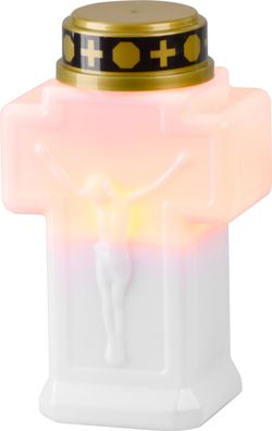 Kerze MagicHome, Kreuz, LED, für Grab, weiß, 2xAA, 15x9 cm, (inkl. 2xAA)