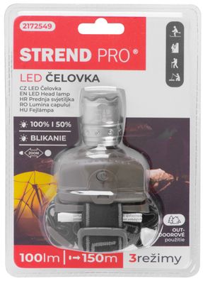 Stirnlampe Strend Pro Headlight H833, 2W CreeLED, ZOOM, 100 lm, 3xAAA