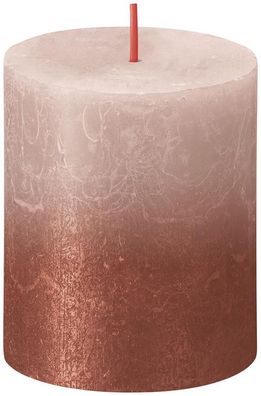 Kerze Bolsius Rustic, zylindrisch, Weihnachten, Sunset Misty Pink+ Amber, 80/68 mm