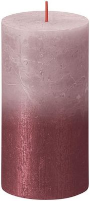 Kerze Bolsius Rustic, zylindrisch, Weihnachten, Sunset Ash Rose+ Rot, 130/68 mm