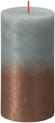Kerze Bolsius Rustic, zylindrisch, Weihnachten, Sunset Eucalyptus Green + Copper