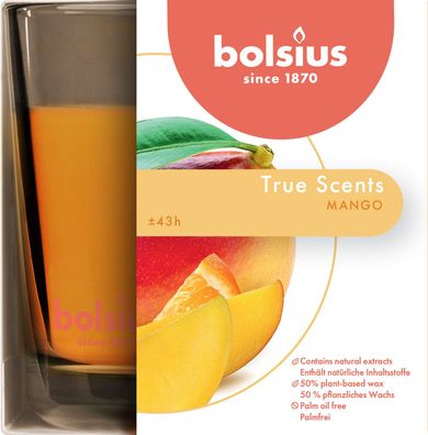 Kerze Bolsius Jar True Scents, 95/95 mm, Duftkerze, Mango, im Glas