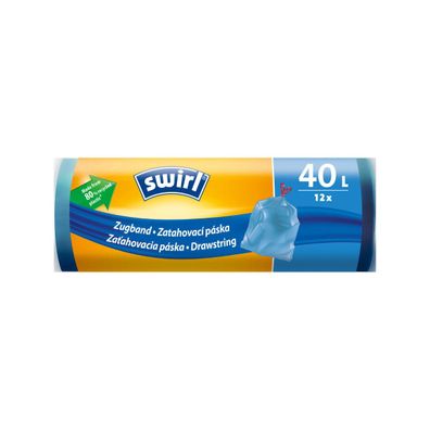 Säcke Swirl, für Abfall, mit Zugband, blau, 40 Lit., Pack. 12 Stk