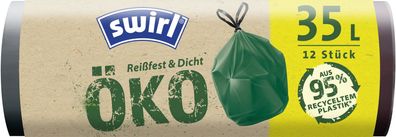 Müllsäcke Swirl EKO, für Abfall, mit Zugband, grün, 35 Liter, Packung 8