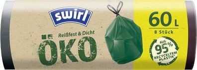 Säcke Swirl EKO, für Abfall, mit Zugband, grün, 60 Lit., Pack. 8 Stk