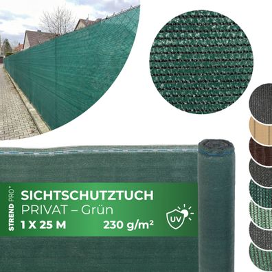 Sichtschutzgewebe PRIVAT. NET 1x25 m, Netz, HDPE, UV, 230 g/m2, 95% grün