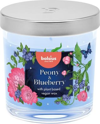 Kerze Bolsius Floral Fusion Pfingstrose und Blaubeere, Duftkerze, 80 72