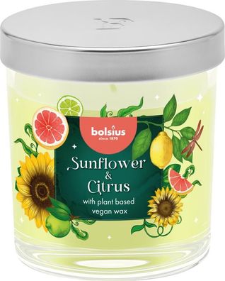 Kerze Bolsius Floral Fusion Sonnenblume und Zitrus, Duftkerze, 80 72 mm