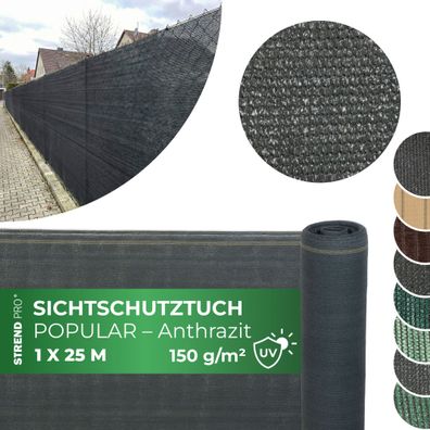 Sichtschutzgewebe Popular. NET 1x25 m, HDPE, UV, 150 g/m2, 90% anthrazit