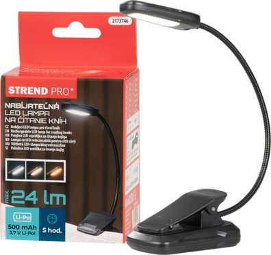 Leselampe Strend Pro, LED, USB, 24 lm, 3 Farbtöne, dimmbar, wiederaufladbar