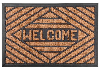 Fußmatte MagicHome RBP 193, für die Tür, Welcome 3, 40x60 cm, Gummi/Panama