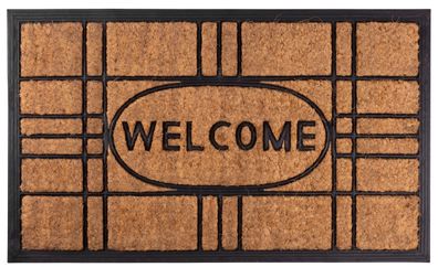 Fußmatte MagicHome RBC 196, für die Tür, Welcome, 45x75 cm, Gummi/Kokos