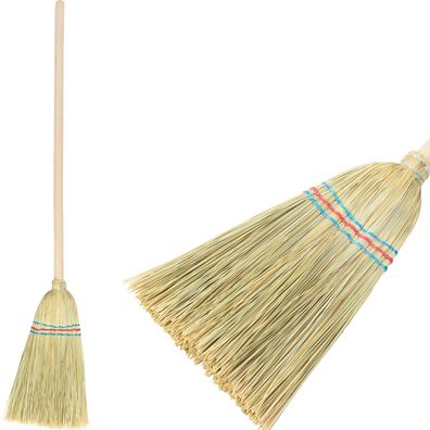 Besen MagicHome, Sorghum, mittel Kinder, 3x genäht, Stiel 65 cm
