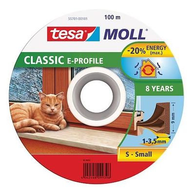 Dichtung tesamoll® Profil E, 9 mm, braun, L-100 m, für Fenster und Türen, braun