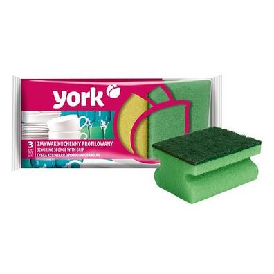 Schwamm York 031010, Schwamm für Geschirr, ergonomisch, 9x7x4, 3 cm Pack
