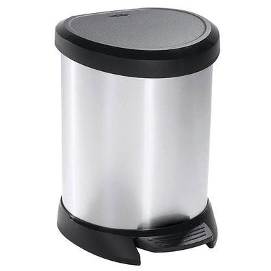 Abfalleimer Curver® DECO BIN 5 Lit., silber/schwarz, mit Pedal