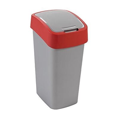 Abfalleimer Curver® FLIP BIN 45 Lit., silbergrau/rot