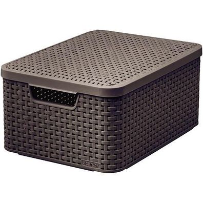 Korb mit Deckel Curver® STYLE2 LID M, dunkelbraun, mit Deckel, 38x29x17 cm