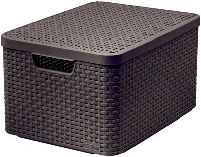 Korb mit Deckel Curver® STYLE2 LID L, dunkelbraun, mit Deckel, 45x25x33 cm