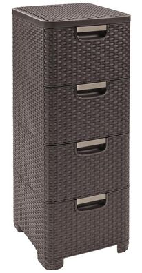 Kommode Curver® STYLE 4x Schublade, dunkelbraun, 33x79x38 cm