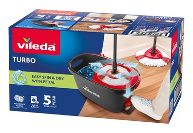 Reinigungsset Vileda TURBO 2in1, Rotationsmopp für Böden+Eimer, mit