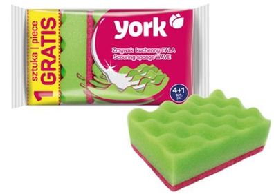 Schwamm York 030220, Schwamm für Geschirr, 4 + 1 Stk., wave, gewellt