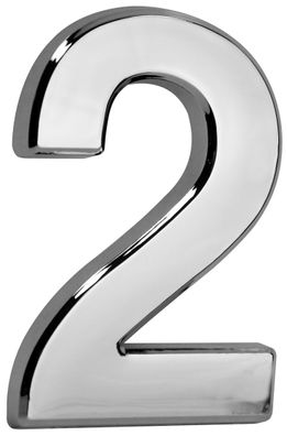 Nummer MagicHome "2" Hausnummer, mit Klebeband, Silber, beschreibend