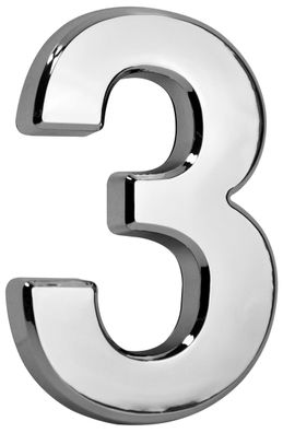 Nummer MagicHome "3" Hausnummer, mit Klebeband, Silber, beschreibend