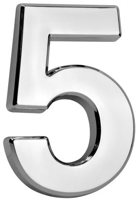 Nummer MagicHome "5", Hausnummer, mit Klebeband, silber, beschreibend