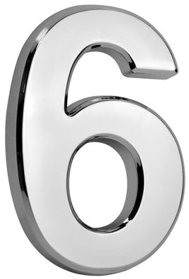 Nummer MagicHome "6", Hausnummer, mit Klebeband, silber, beschreibend