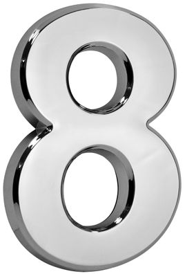 Nummer MagicHome "8", Hausnummer, mit Klebeband, silber, beschreibend