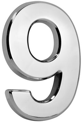 Nummer MagicHome "9", Hausnummer, mit Klebeband, silber, beschreibend