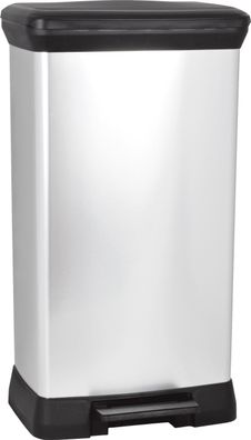 Abfalleimer Curver® DECO PEDAL BIN, 50 Lit., 39x29x73 cm, schwarz silber