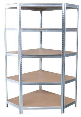 Regal Racks RAT80, für Ecke, Eckregal, Metall, MDF, 5 Ablagen, 180x90x40